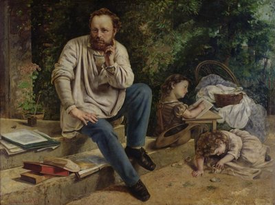 Pierre Joseph Proudhon (1809-65) et ses enfants en 1853, 1865 - Gustave Courbet